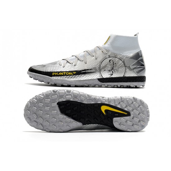 Nike Phantom Scorpion Elite Dynamic Fit TF High Mens Silver Yellow Black Soccer Cleats