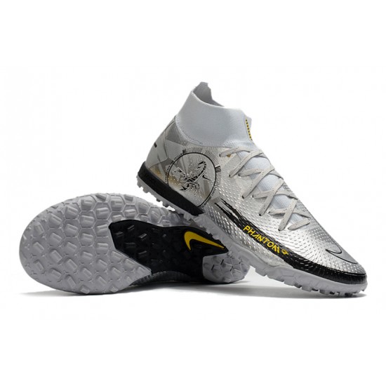 Nike Phantom Scorpion Elite Dynamic Fit TF High Mens Silver Yellow Black Soccer Cleats