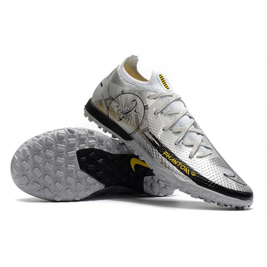 Nike Phantom Scorpion Elite Dynamic Fit TF High Mens Silver Yellow Black Soccer Cleats