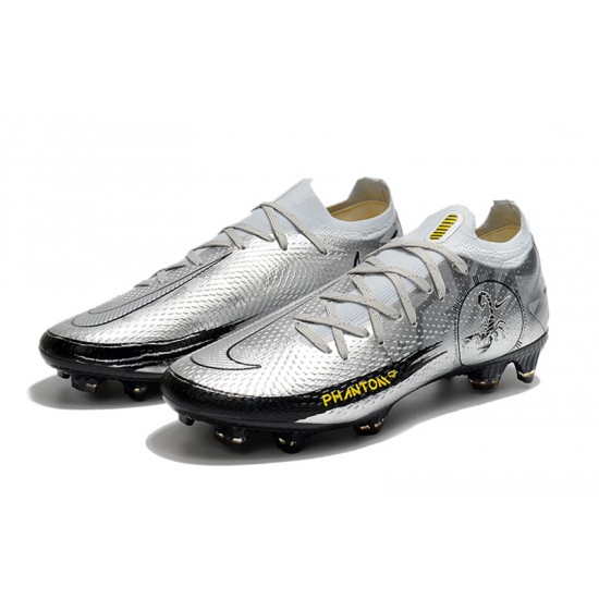 Nike Phantom Scorpion Elite FG Mens Silver Black Soccer Cleats