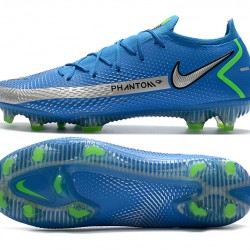 Nike Phantom GT Elite FG Silver Navy Blue Green Soccer Cleats