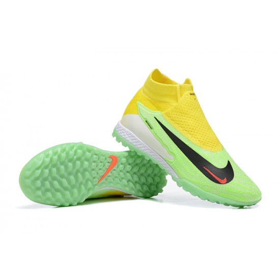 Nike Phantom GX Elite TF High-top Green Yellow Women And Men Soccer Cleats