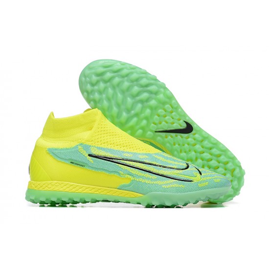 Nike Phantom GX Elite TF High-top Yellow Green Women And Men Soccer Cleats