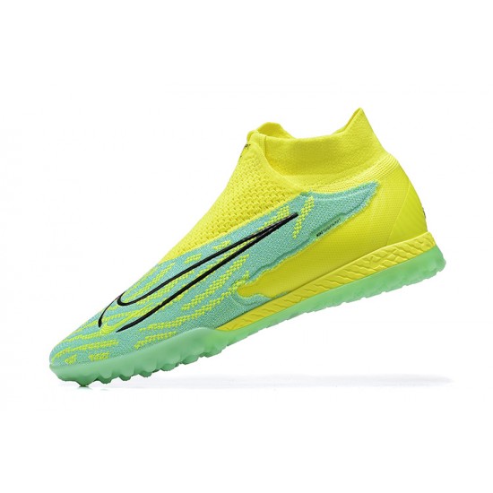 Nike Phantom GX Elite TF High-top Yellow Green Women And Men Soccer Cleats