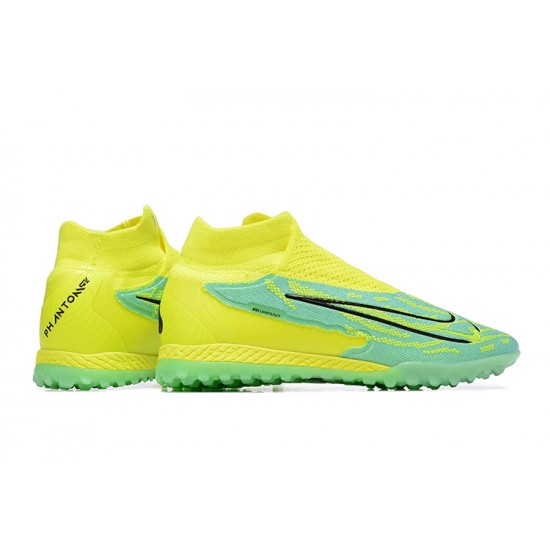 Nike Phantom GX Elite TF High-top Yellow Green Women And Men Soccer Cleats