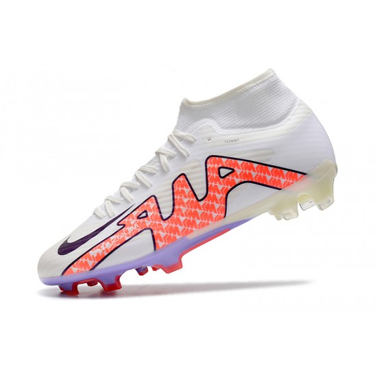 Nike Air Zoom Mercurial Superfly IX Academy High FG White Peach Purple Soccer Cleats