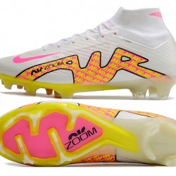 Nike Air Zoom Mercurial Superfly IX Elite FG High White Yellow Peach Soccer Cleats