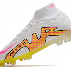 Nike Air Zoom Mercurial Superfly IX Elite FG High White Yellow Peach Soccer Cleats