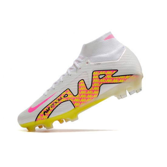 Nike Air Zoom Mercurial Superfly IX Elite FG High White Yellow Peach Soccer Cleats