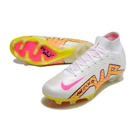 Nike Air Zoom Mercurial Superfly IX Elite FG High White Yellow Peach Soccer Cleats