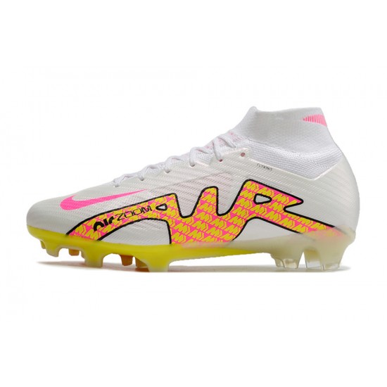 Nike Air Zoom Mercurial Superfly IX Elite FG High White Yellow Peach Soccer Cleats