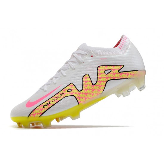 Nike Air Zoom Mercurial Superfly IX Elite FG Low White Yellow Peach Soccer Cleats