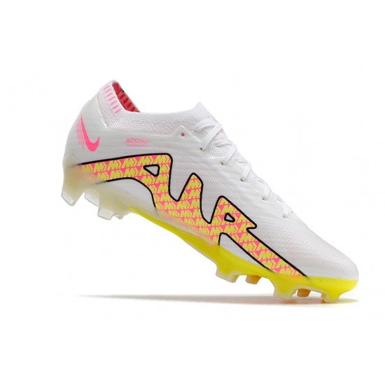 Nike Air Zoom Mercurial Superfly IX Elite FG Low White Yellow Peach Soccer Cleats