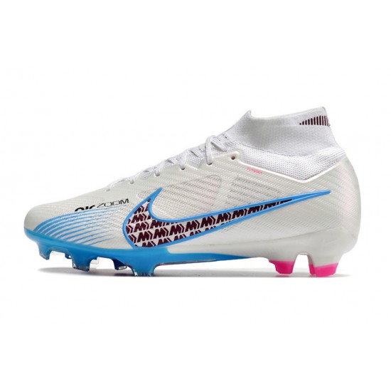 Nike Air Zoom Mercurial Superfly IX Elite High FG Beige Blue Pink Soccer Cleats