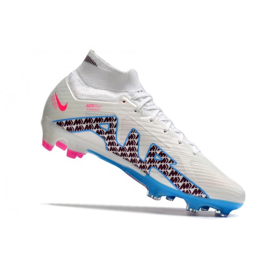 Nike Air Zoom Mercurial Superfly IX Elite High FG Beige Blue Pink Soccer Cleats