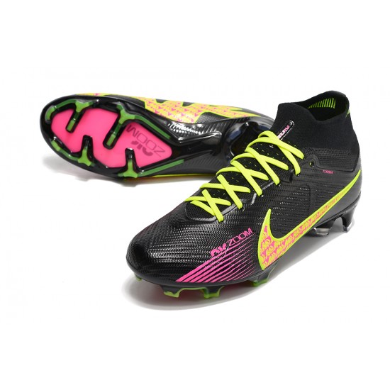 Nike Air Zoom Mercurial Superfly IX Elite High FG Black Yellow Pink Soccer Cleats