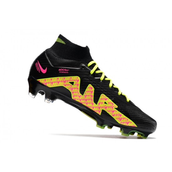 Nike Air Zoom Mercurial Superfly IX Elite High FG Black Yellow Pink Soccer Cleats