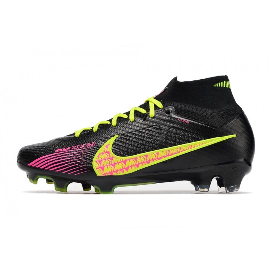 Nike Air Zoom Mercurial Superfly IX Elite High FG Black Yellow Pink Soccer Cleats