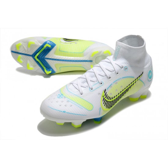 Nike Mercurial Superfly 8 Elite High FG Yellow Green White Soccer Cleats