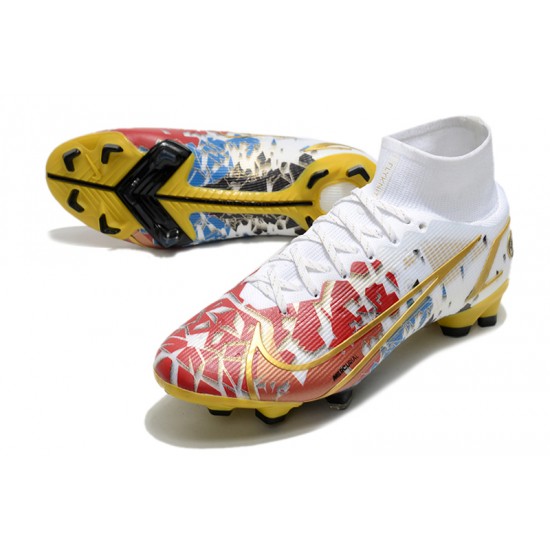 Nike Superfly 8 Elite FG White Black Yellow Red Soccer Cleats