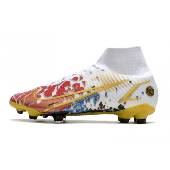 Nike Superfly 8 Elite FG White Black Yellow Red Soccer Cleats