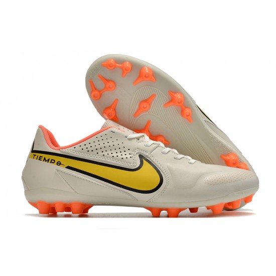 Nike Legend 9 Academy AG Low-Top White Orange Men Soccer Cleats 