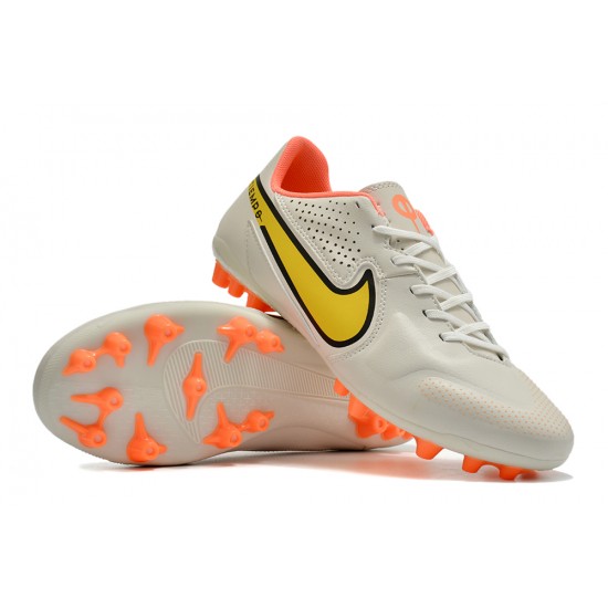 Nike Legend 9 Academy AG Low-Top White Orange Men Soccer Cleats 