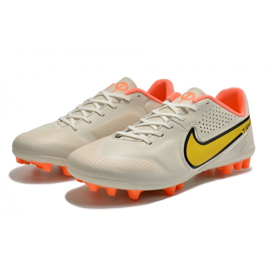 Nike Legend 9 Academy AG Low-Top White Orange Men Soccer Cleats 