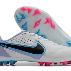 Nike Legend 9 Academy AG Low-Top White Purple Blue Men Soccer Cleats 