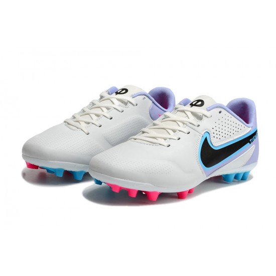 Nike Legend 9 Academy AG Low-Top White Purple Blue Men Soccer Cleats 