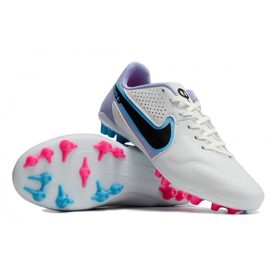 Nike Legend 9 Academy AG Low-Top White Purple Blue Men Soccer Cleats 