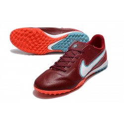 Nike React Tiempo Legend 9 Pro TF Low-Top Red Turqoise Men Soccer Cleats 