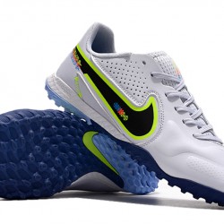 Nike React Tiempo Legend 9 Pro TF Low-Top White Blue Men Soccer Cleats 