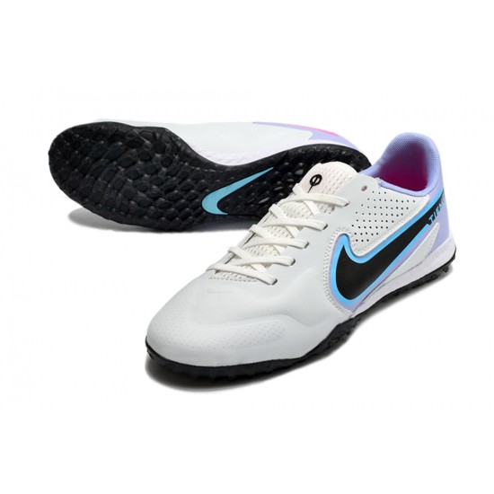 Nike React Tiempo Legend 9 Pro TF Low-Top White Purple Black Men Soccer Cleats 