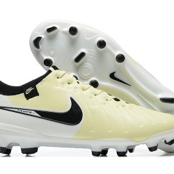 Nike Tiempo Legend 10 Elite FG Low-Top Beige White Black Men Soccer Cleats 