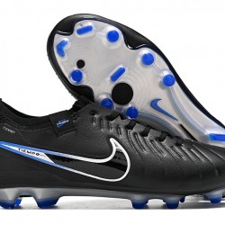 Nike Tiempo Legend 10 Elite FG Low-Top Black Blue White Men Soccer Cleats 