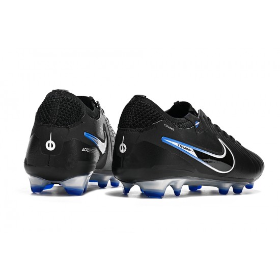 Nike Tiempo Legend 10 Elite FG Low-Top Black Blue White Men Soccer Cleats 