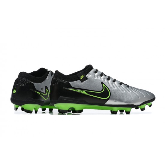 Nike Tiempo Legend 10 Elite FG Low-Top Sliver Green Black Men Soccer Cleats