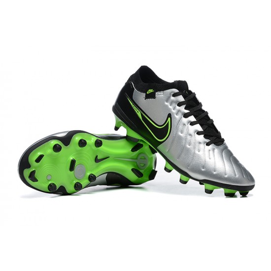 Nike Tiempo Legend 10 Elite FG Low-Top Sliver Green Black Men Soccer Cleats