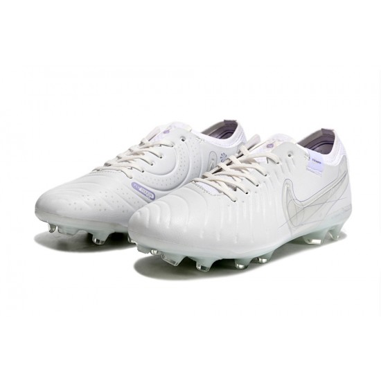 Nike Tiempo Legend 10 Elite FG Low-Top White Men Soccer Cleats 