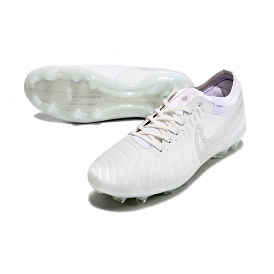 Nike Tiempo Legend 10 Elite FG Low-Top White Men Soccer Cleats 