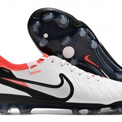 Nike Tiempo Legend 10 Elite FG Low-Top White Red Blue Men Soccer Cleats 