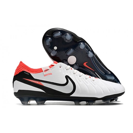 Nike Tiempo Legend 10 Elite FG Low-Top White Red Blue Men Soccer Cleats 