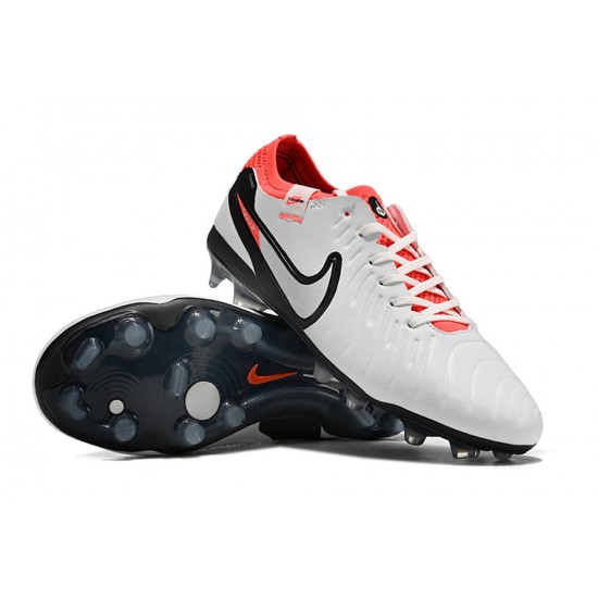 Nike Tiempo Legend 10 Elite FG Low-Top White Red Blue Men Soccer Cleats