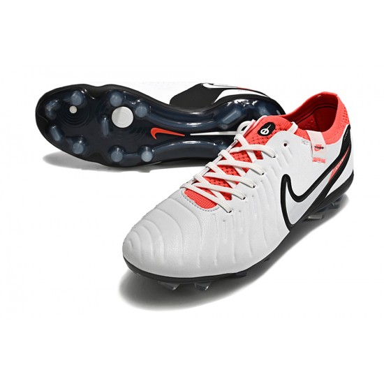 Nike Tiempo Legend 10 Elite FG Low-Top White Red Blue Men Soccer Cleats