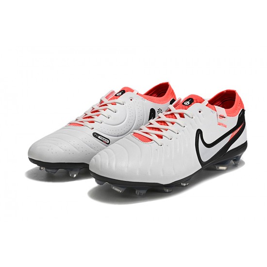 Nike Tiempo Legend 10 Elite FG Low-Top White Red Blue Men Soccer Cleats 