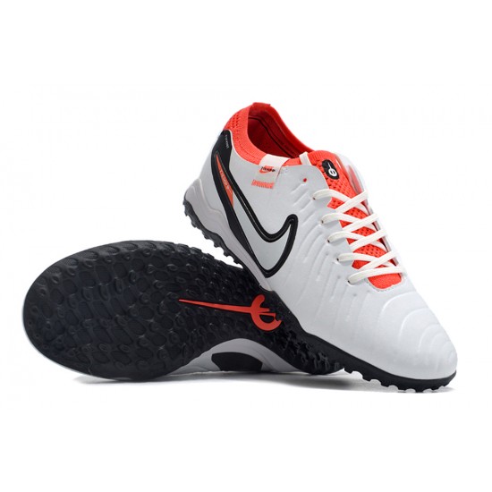 Nike Tiempo Legend 10 Elite TF Low-Top White Red Black Men Soccer Cleats