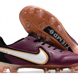 Nike Tiempo Legend 9 Elite FG Low-Top Purple Brown Men Soccer Cleats 