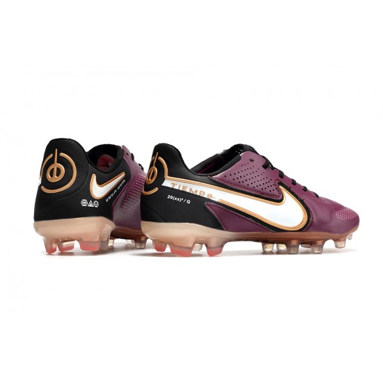 Nike Tiempo Legend 9 Elite FG Low-Top Purple Brown Men Soccer Cleats 