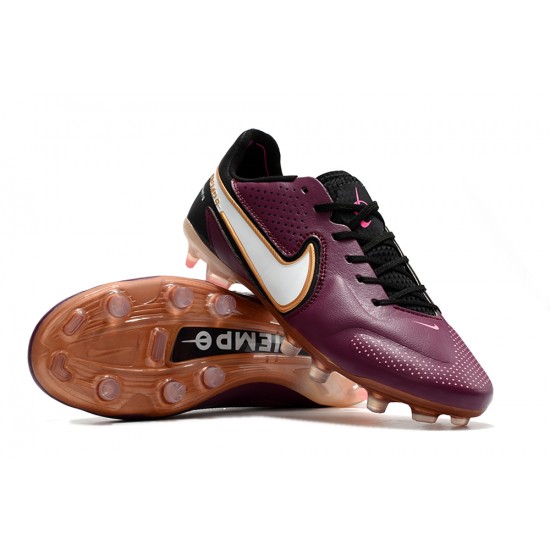 Nike Tiempo Legend 9 Elite FG Low-Top Purple Brown Men Soccer Cleats